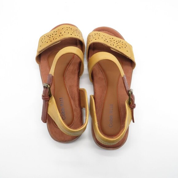 Cobb Hill Women's Yellow Laser-Cut Leather Sandals Adjustable Buckle Straps 7.5 - Picture 5 of 6